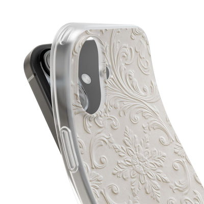 White Lite Phone Case for iPhone - Alabaster Floral Relief