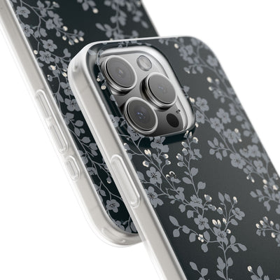 Black Lite Phone Case for iPhone - Midnight Slate Blossom