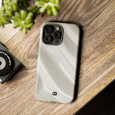 White Tough Phone Case for iPhone - Polished Ivory Wave