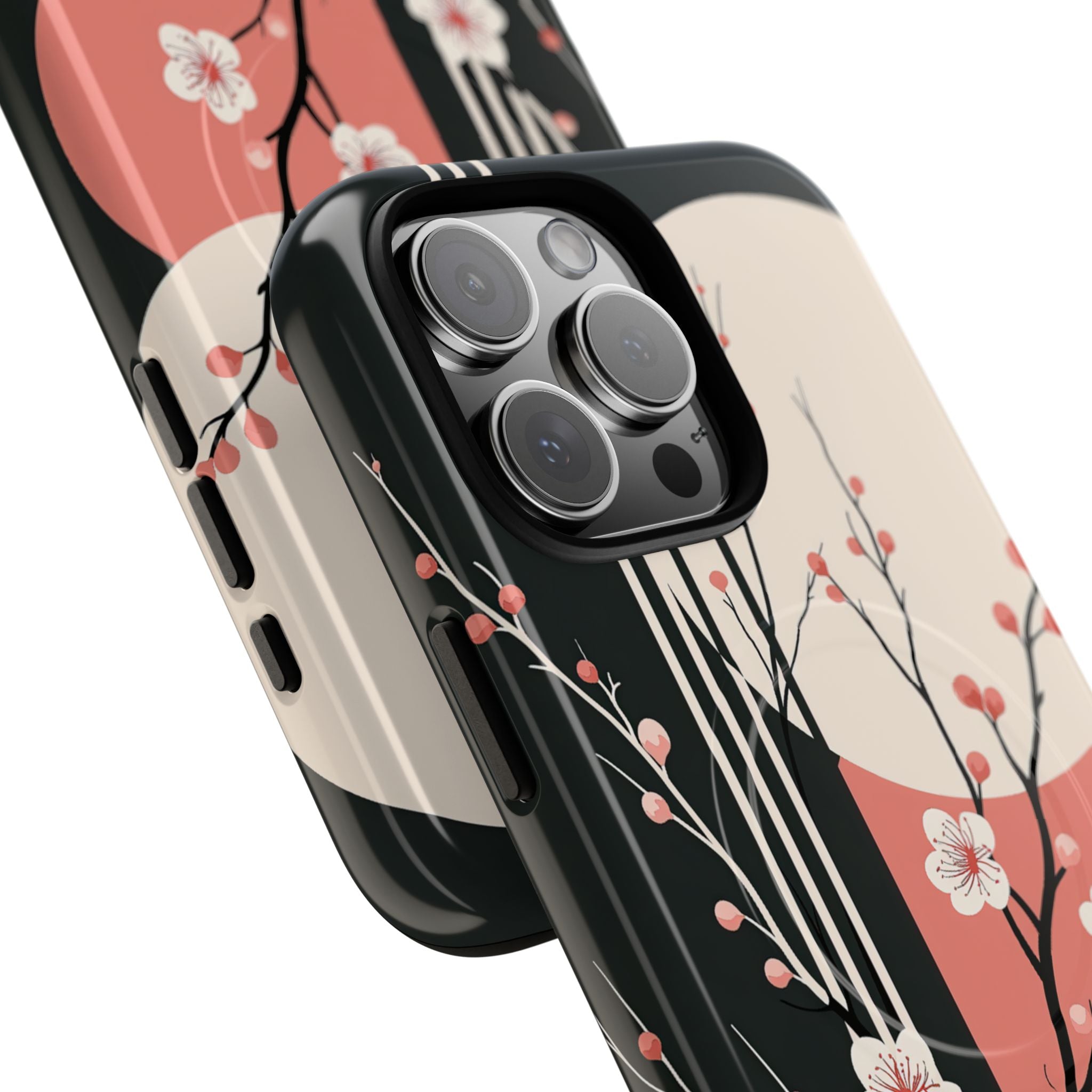 Black Tough 2.0 Magsafe Phone Case for iPhone - Kyoto Midnight Blossom