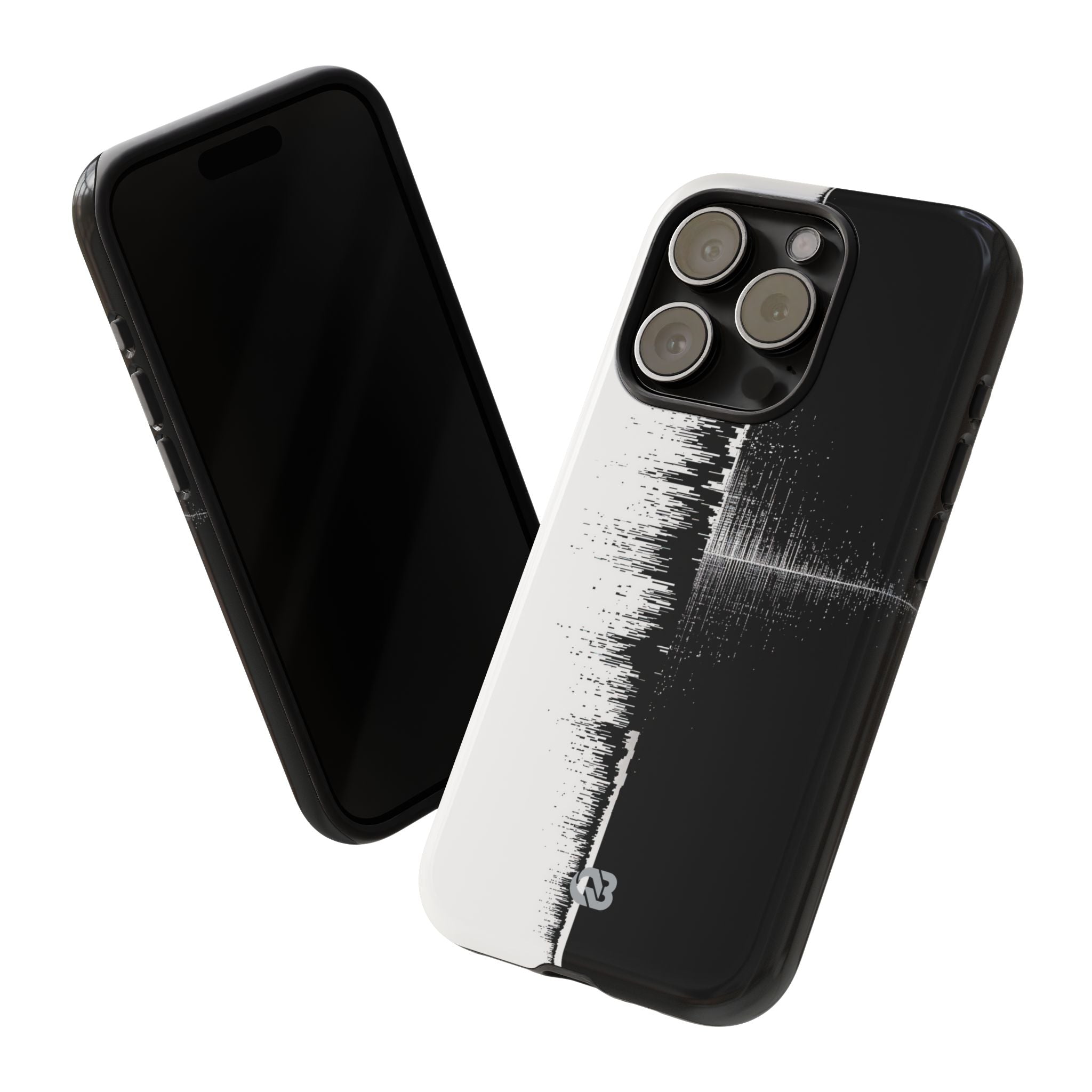 Black Tough Phone Case for iPhone - Static Signal Split