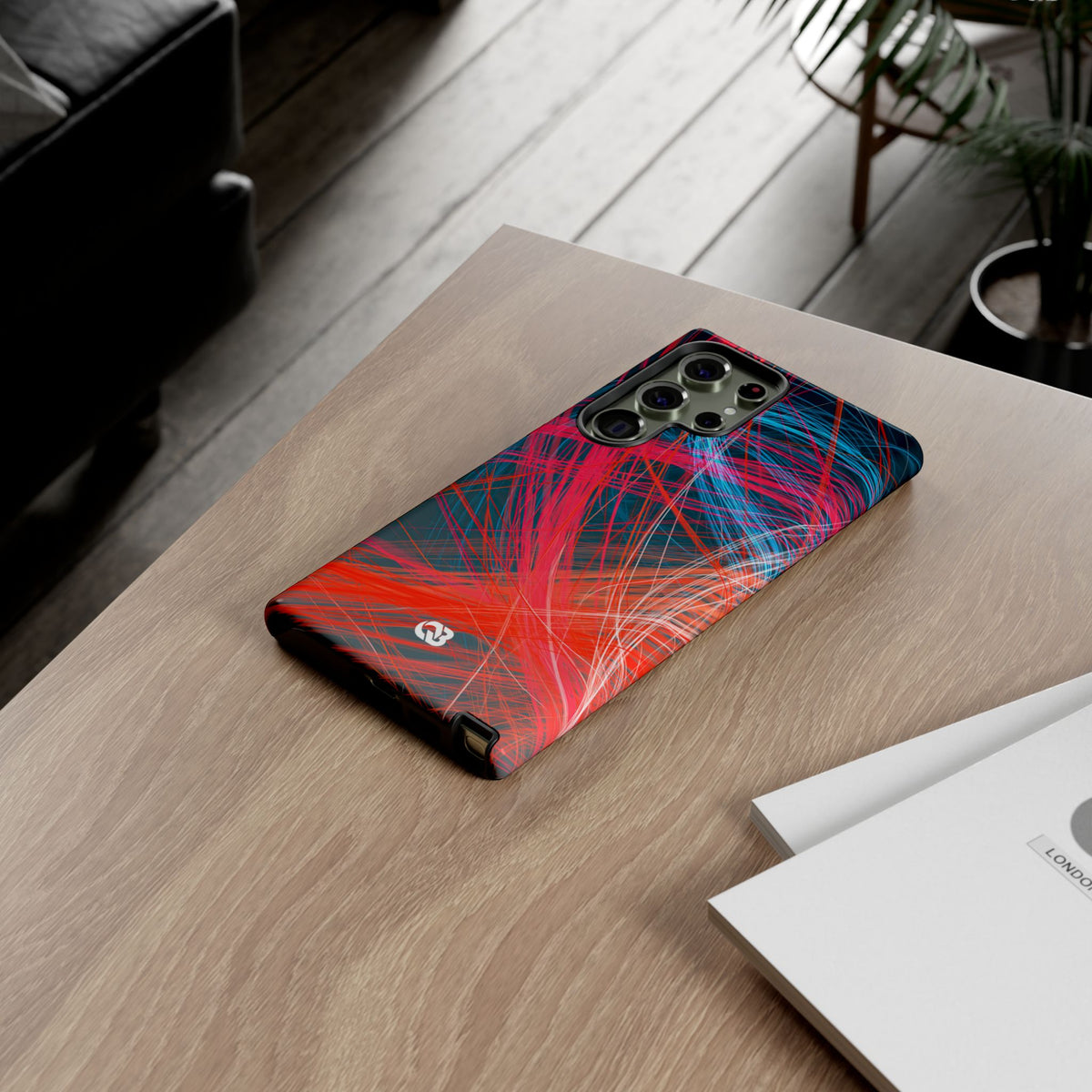 Neon Fiber Stream · Tough Phone Case for Samsung · Red