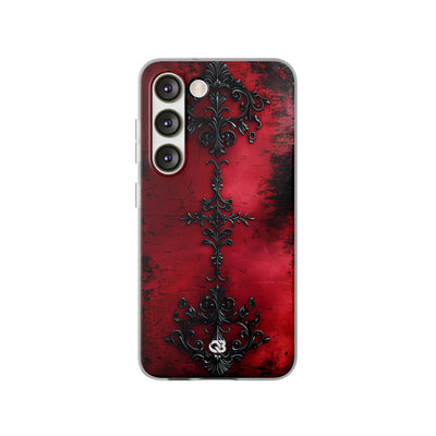 Crimson Gothic Filigree · Soft Phone Case for Samsung
