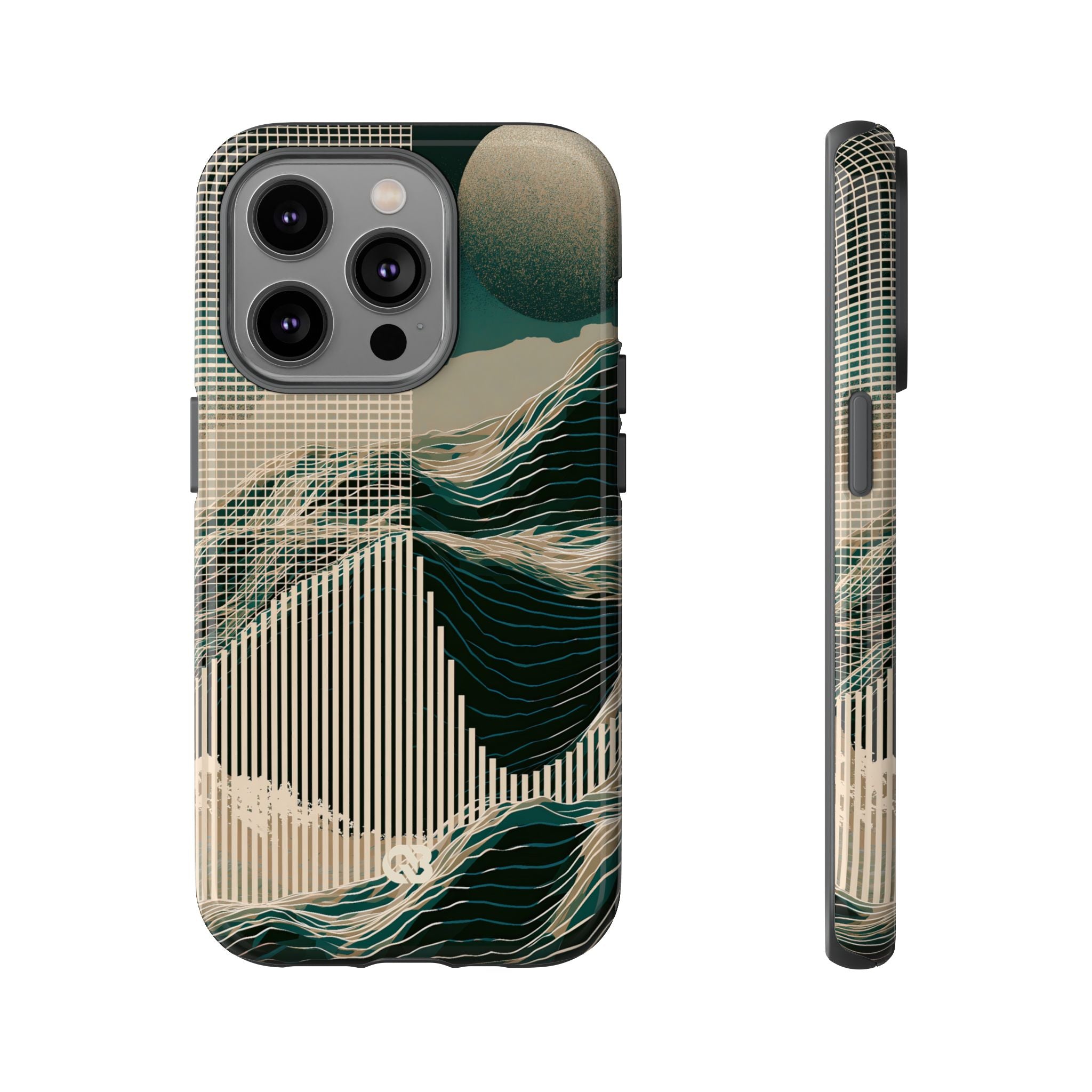 Green Tough Phone Case for iPhone - Lunar Moss Topography