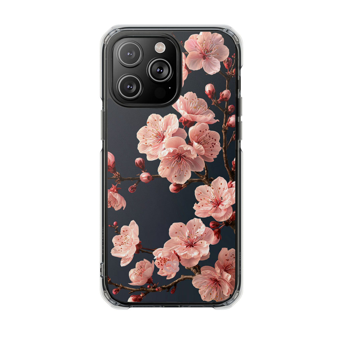 Midnight Sakura Bloom · Clear Impact Magnetic Phone Case for iPhone · Pink