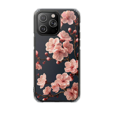 Midnight Sakura Bloom · Clear Impact Magnetic Phone Case for iPhone · Pink
