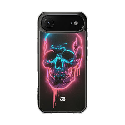 Neon Drip Skull · Clear Impact Magnetic Phone Case for iPhone · Black