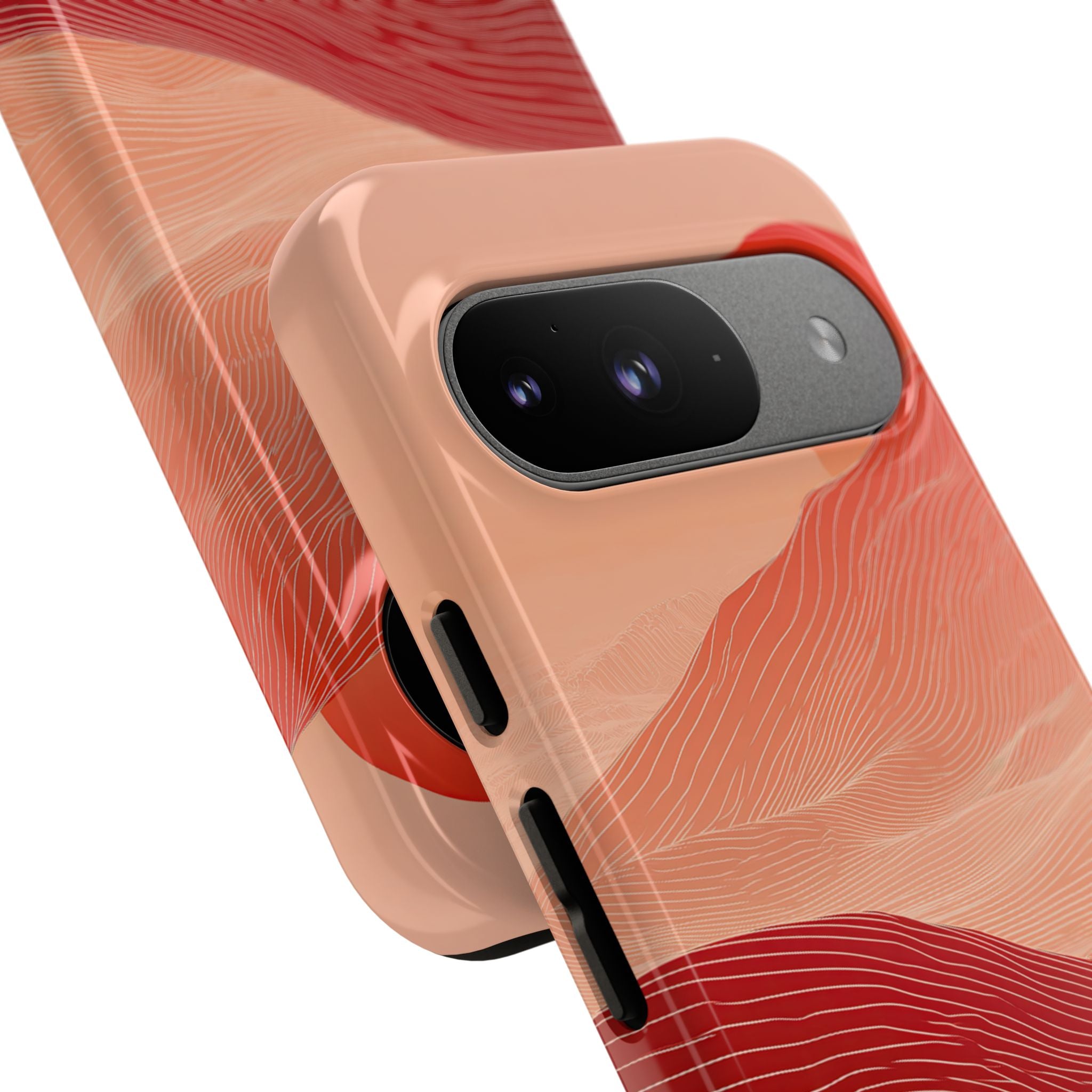 Red Tough Phone Case for Google Pixel - Crimson Ridge Lines