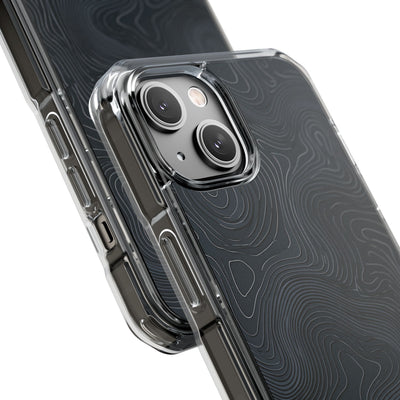 Black Impact MagSafe Phone Case for iPhone - Obsidian Ridge Topo