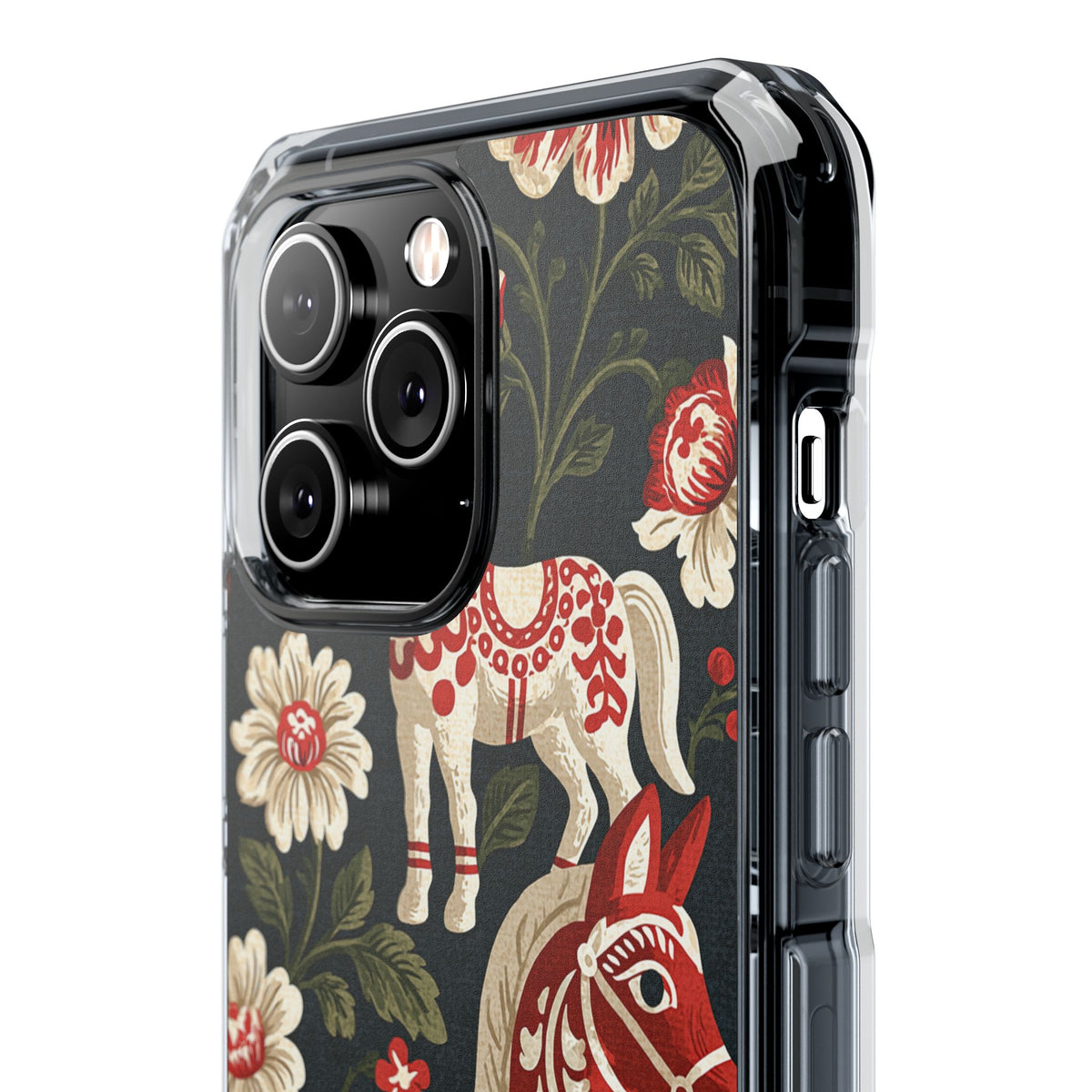 Nordic Dala Meadow · Clear Impact Magnetic Phone Case for iPhone · Red