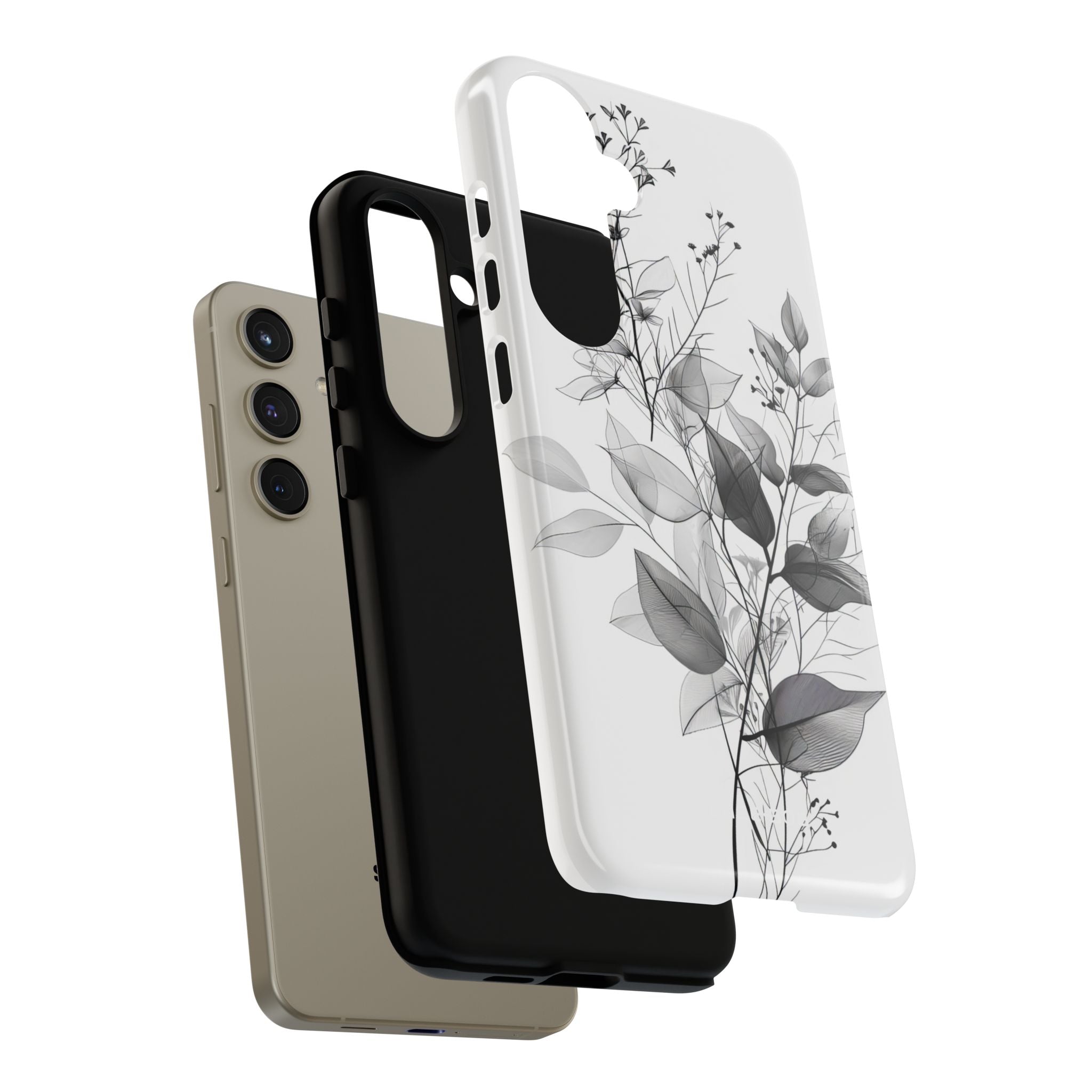 Veined Leaves Gray Samsung S24 Plus Case - Tough