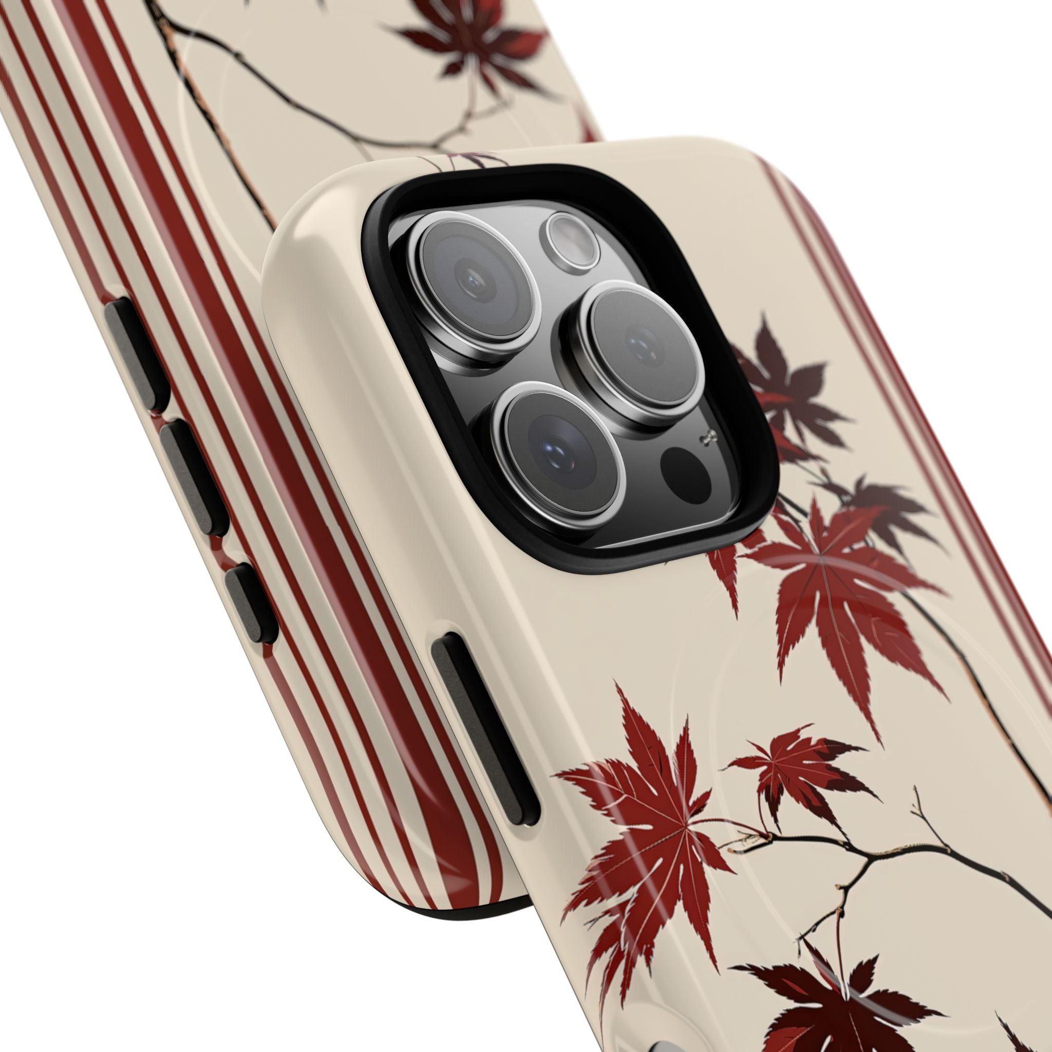 Red Tough 2.0 Magsafe Phone Case for iPhone - Crimson Momiji Stripe