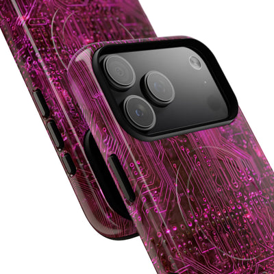 Magenta Circuit Trace · Tough 2.0 Magnetic Phone Case for iPhone · Pink