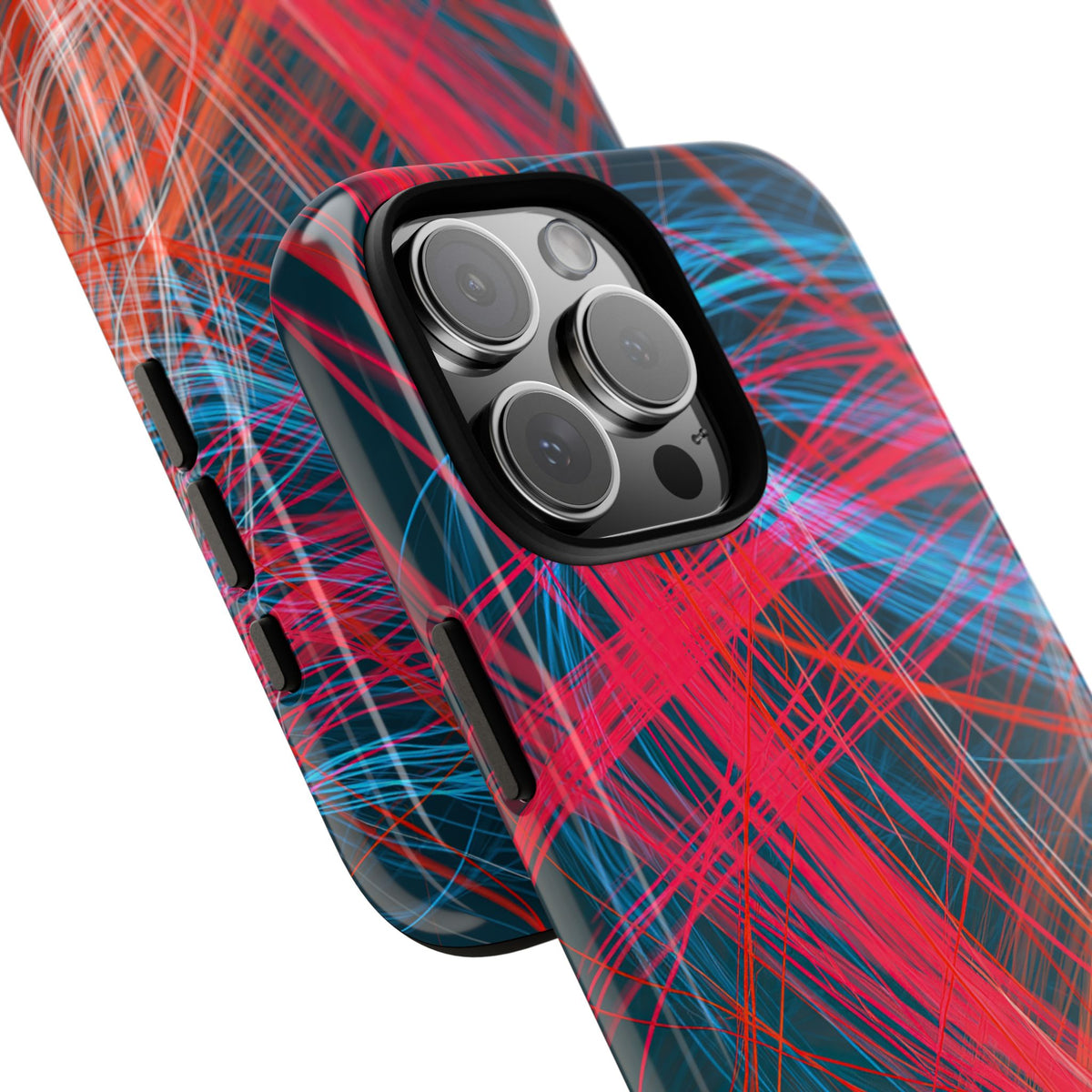 Neon Fiber Stream · Tough Phone Case for iPhone · Red