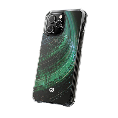 Orbital Data Stream · Clear Impact Magnetic Phone Case for iPhone · Green