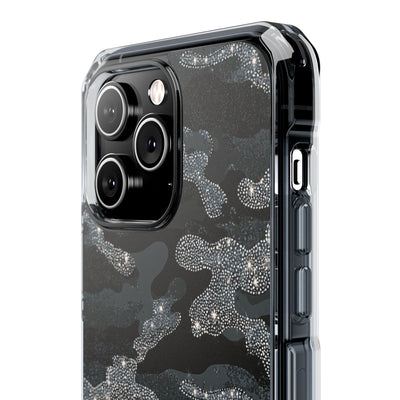 Glitter Shadow Camo · Clear Impact Magnetic Phone Case for iPhone · Black