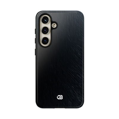 Black Tough Phone Case for Samsung - Midnight Brushed Grain