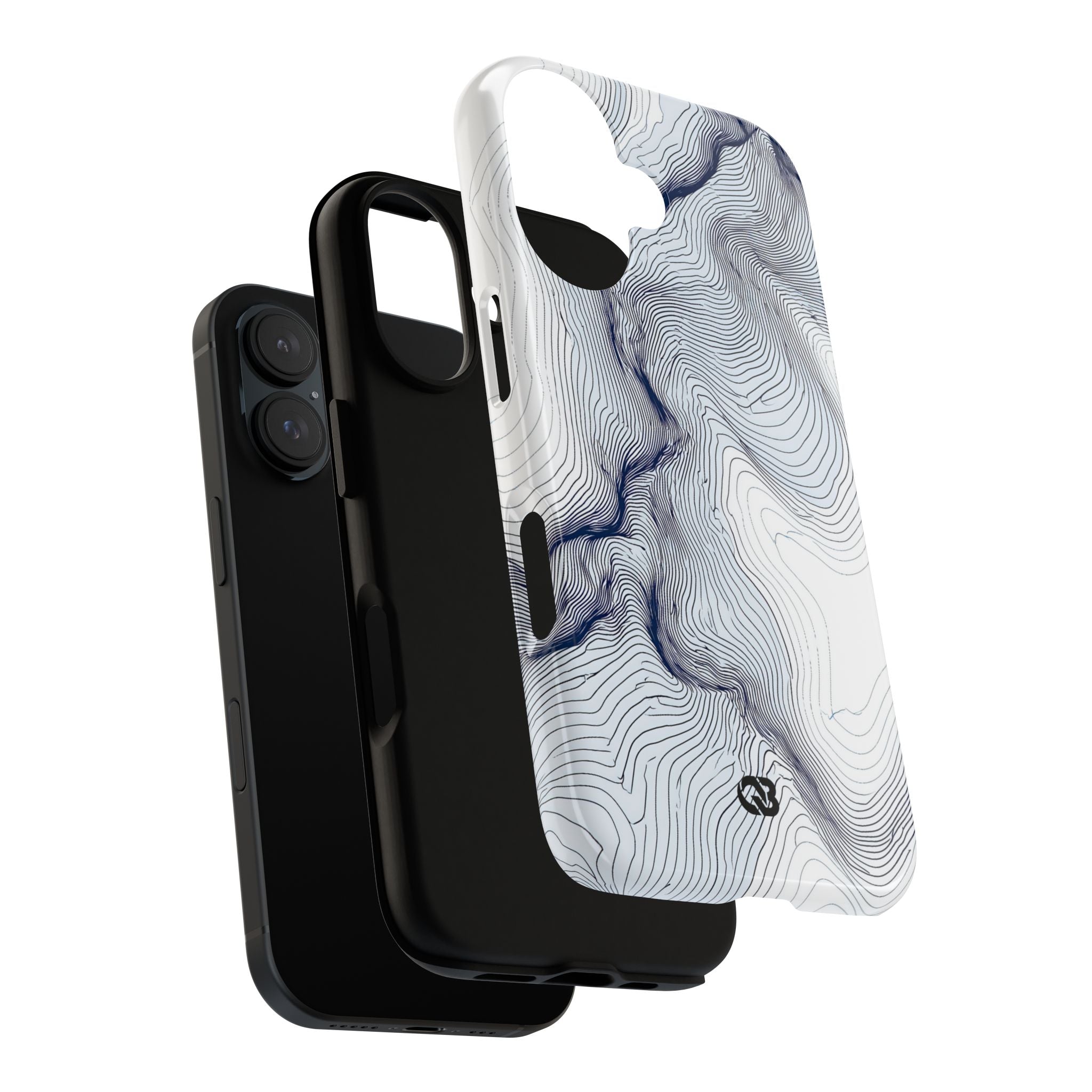 White Tough Phone Case for iPhone - Nordic Ridge Topo