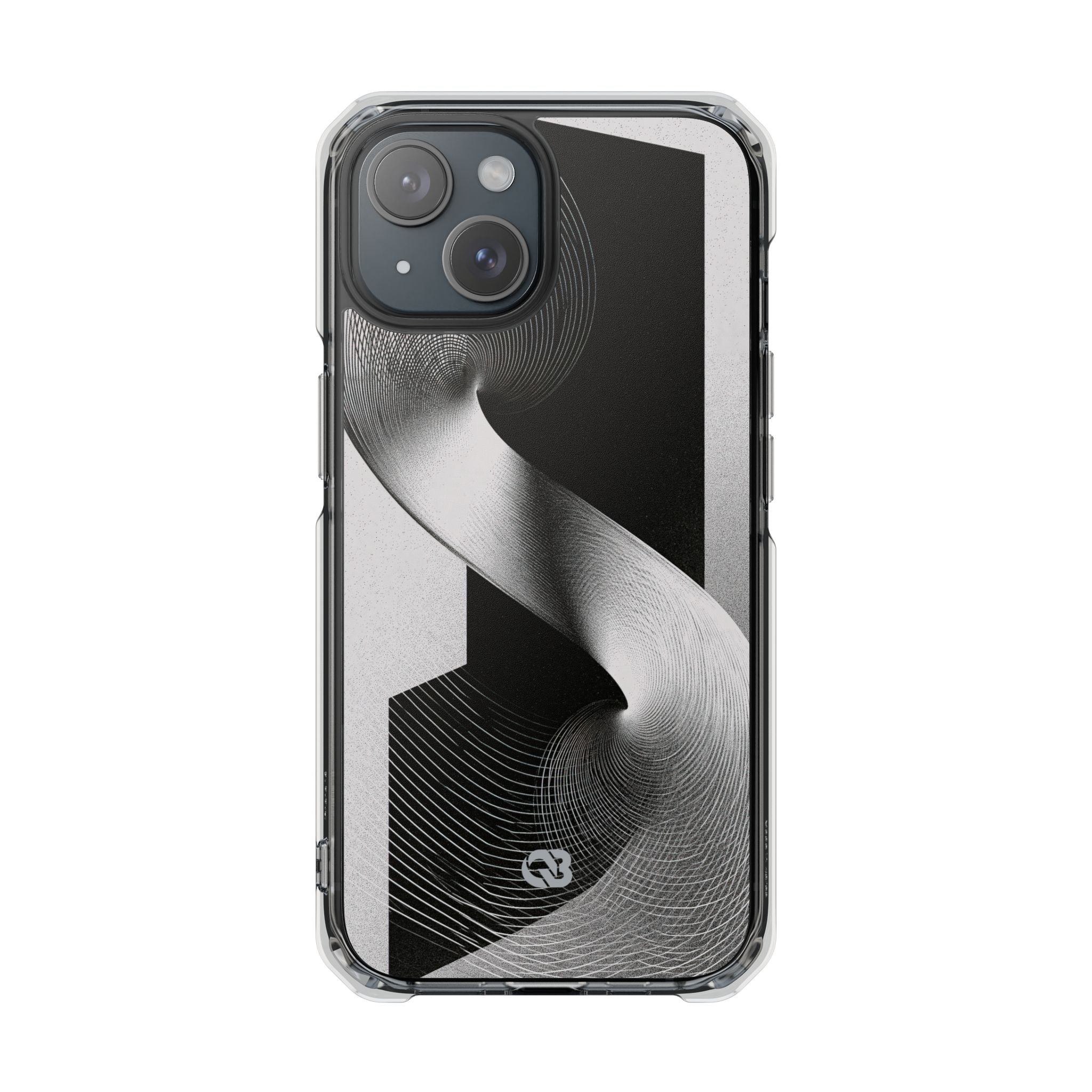 Grey Impact MagSafe Phone Case for iPhone - Obsidian Moiré Wave