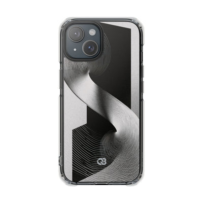 Grey Impact MagSafe Phone Case for iPhone - Obsidian Moiré Wave