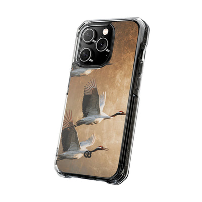 Golden Crane Flight · Clear Impact Magnetic Phone Case for iPhone · Gold