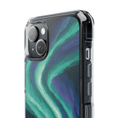 Arctic Aurora Bear · Clear Impact Magnetic Phone Case for iPhone · Teal