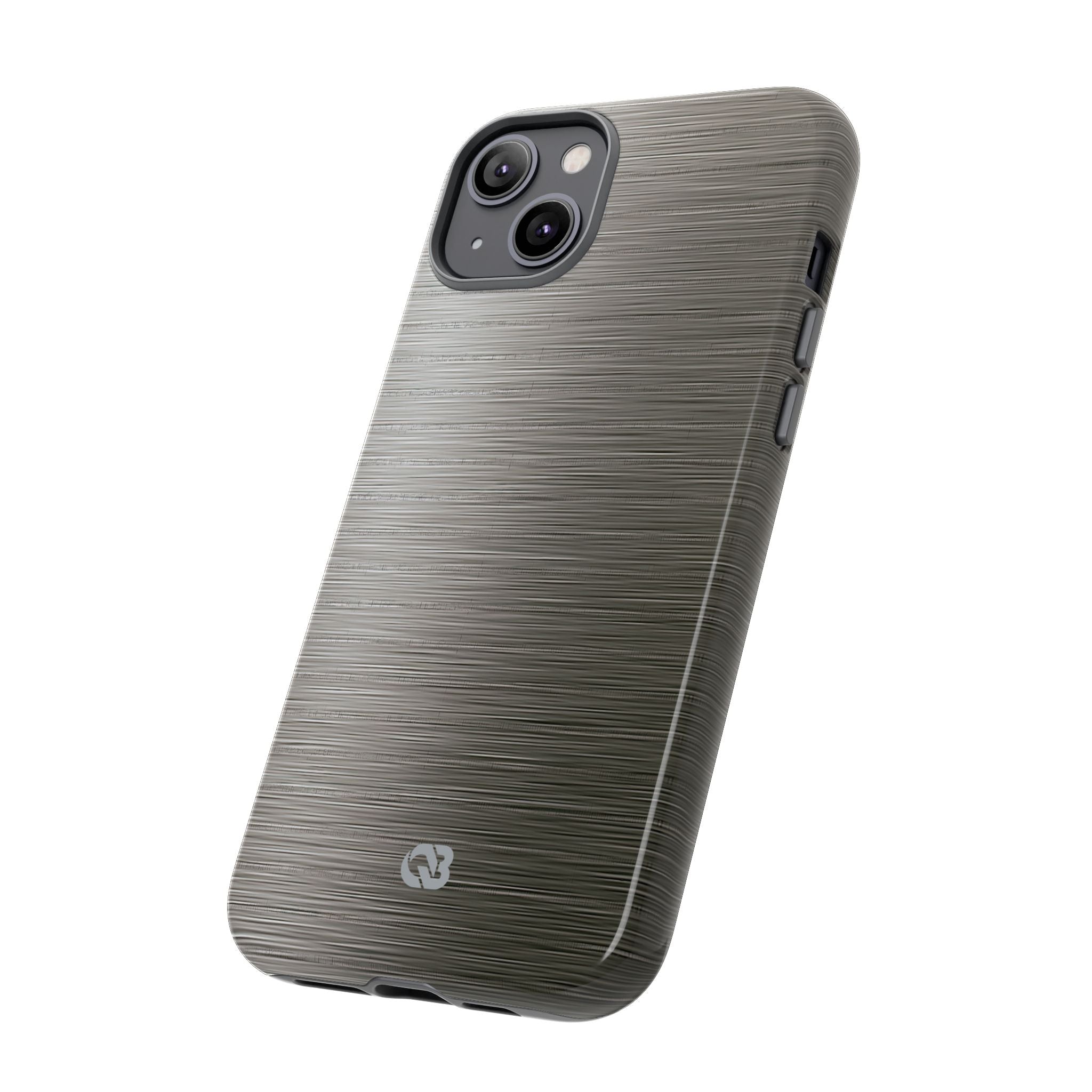 Grey Tough Phone Case for iPhone - Brushed Industrial Steel