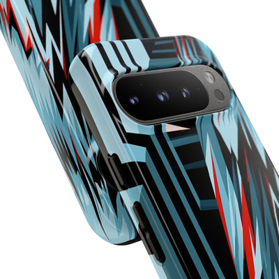 Blue Tough Phone Case for Google Pixel - Glitch Peak Cyan