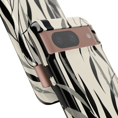 Beige Tough Phone Case for Google Pixel - Soot Leaf Sketch