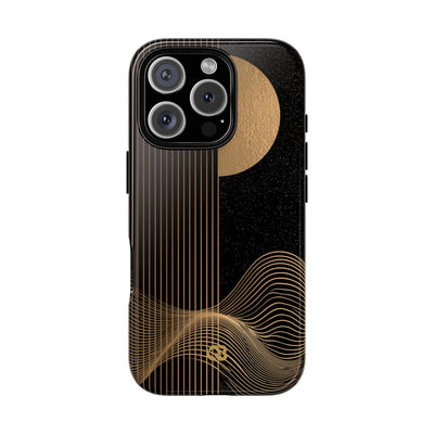 Gold Tough Phone Case for iPhone - Gilded Obsidian Dunes