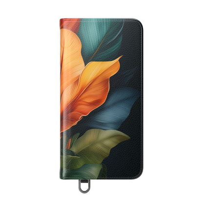 Tropical Ember Leaves - Samsung S25 Case - Wallet