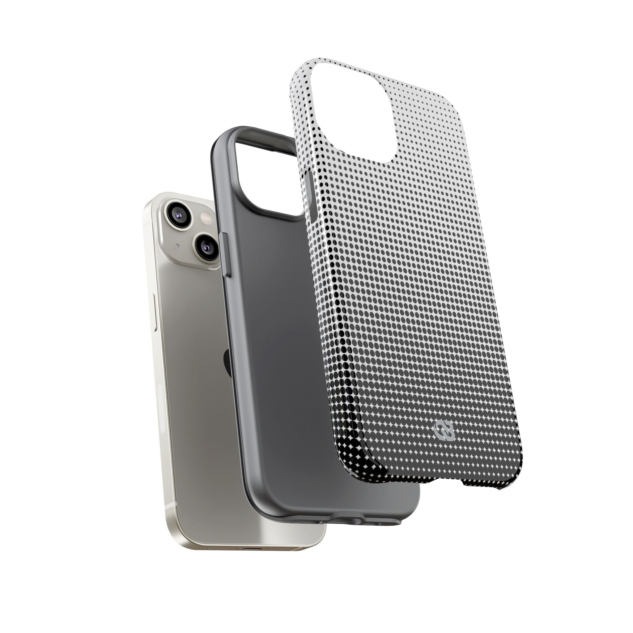 Black Tough Phone Case for iPhone - Obsidian Halftone Flux