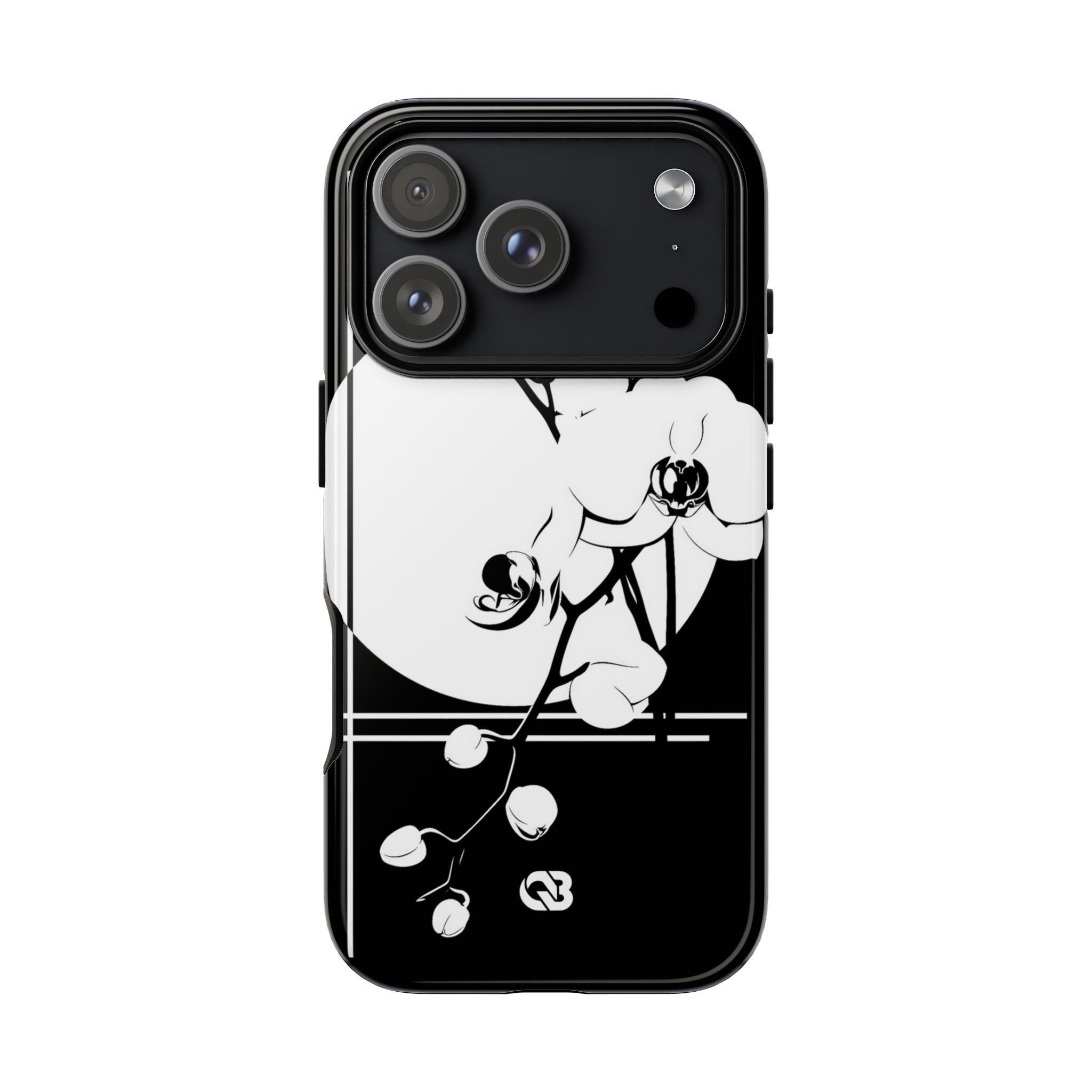 Black Tough Phone Case for iPhone - Lunar Orchid Grid