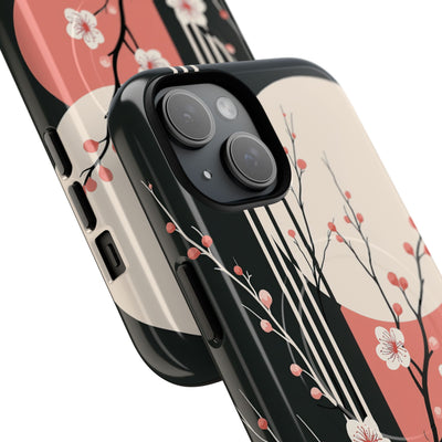 Black Tough 2.0 Magsafe Phone Case for iPhone - Kyoto Midnight Blossom