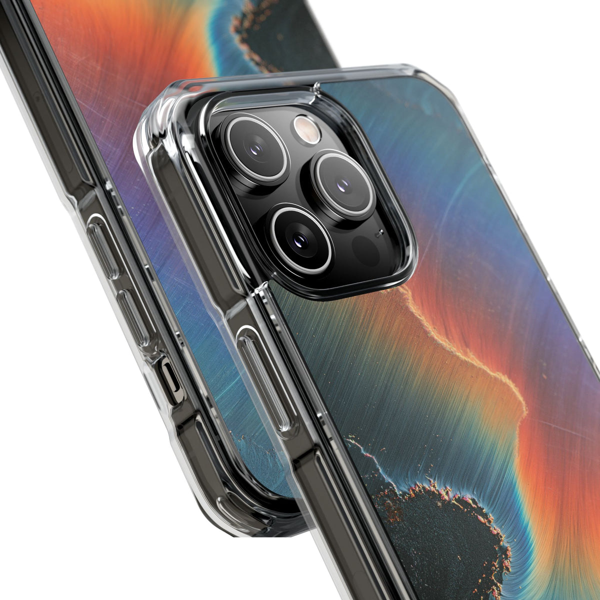 Prismatic Aura Shift · Clear Impact Magnetic Phone Case for iPhone · Blue