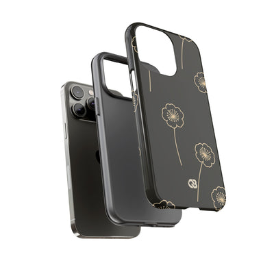 Black Tough Phone Case for iPhone - Obsidian Sand Petals