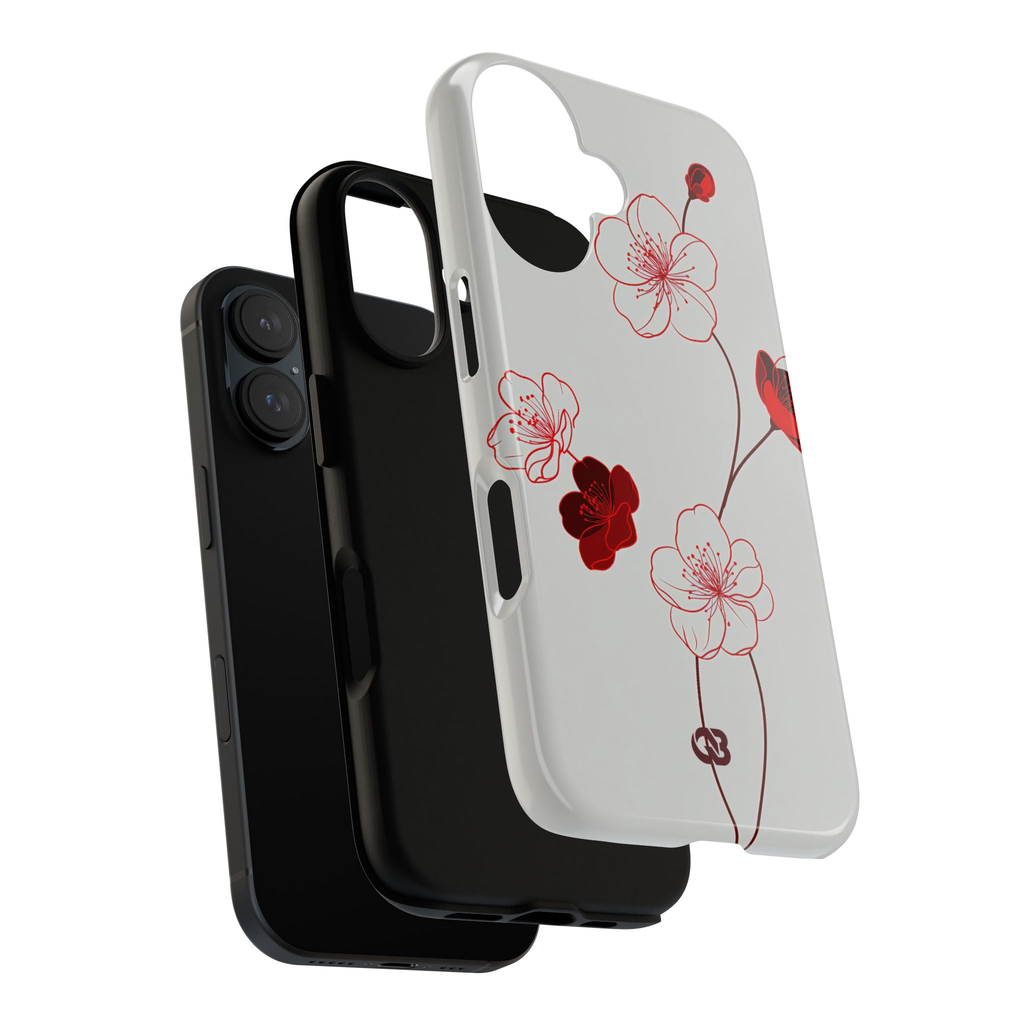 Red Tough Phone Case for iPhone - Kyoto Ember Bloom