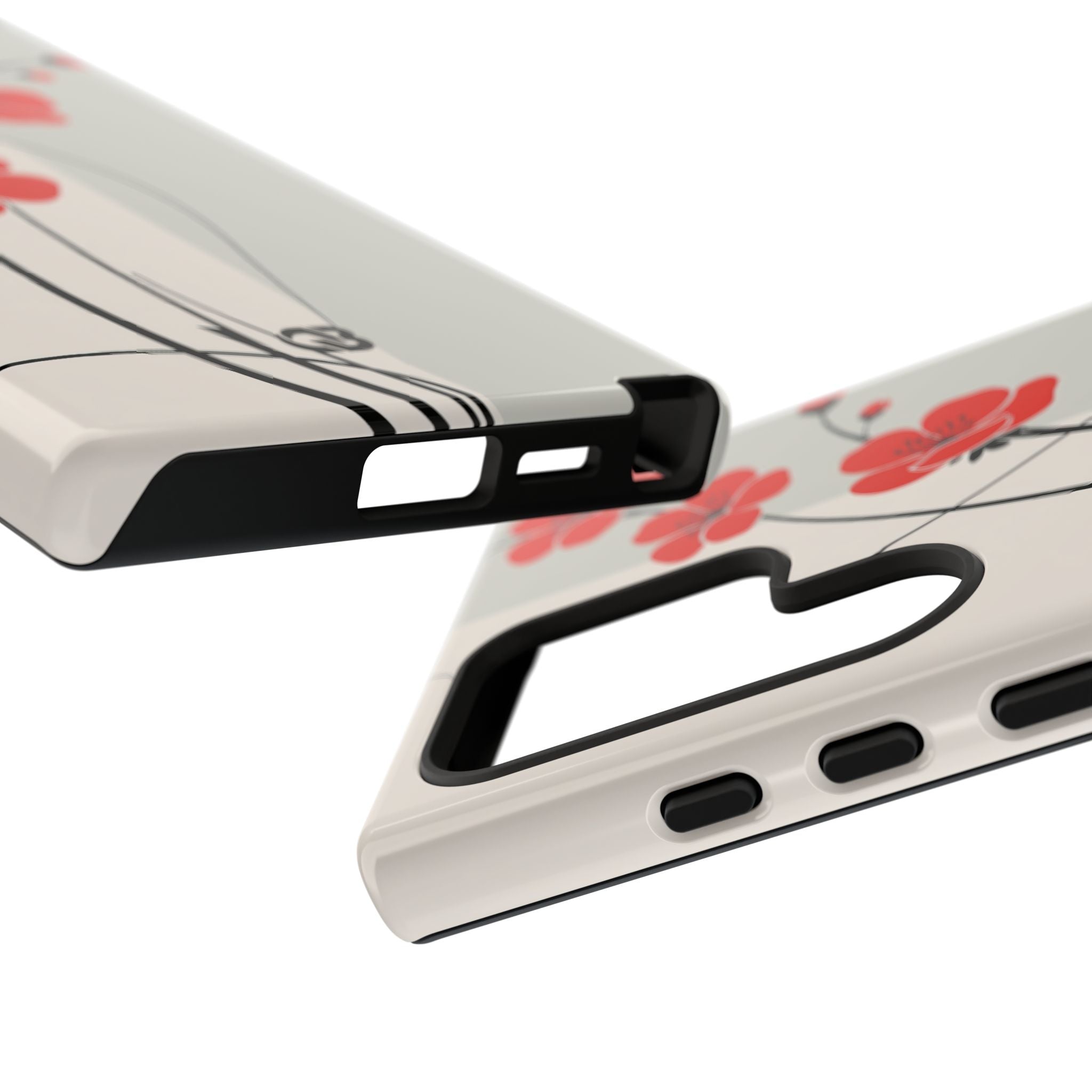 Beige Tough Phone Case for Samsung - Scarlet Ink Petals