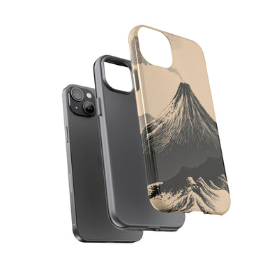 Beige Tough Phone Case for iPhone - Obsidian Ink Summit