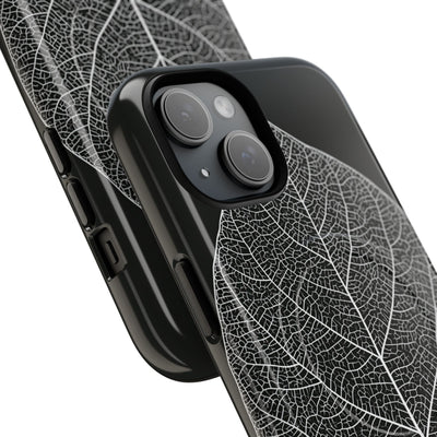 Black Tough 2.0 Magsafe Phone Case for iPhone - Bleached Leaf Lattice
