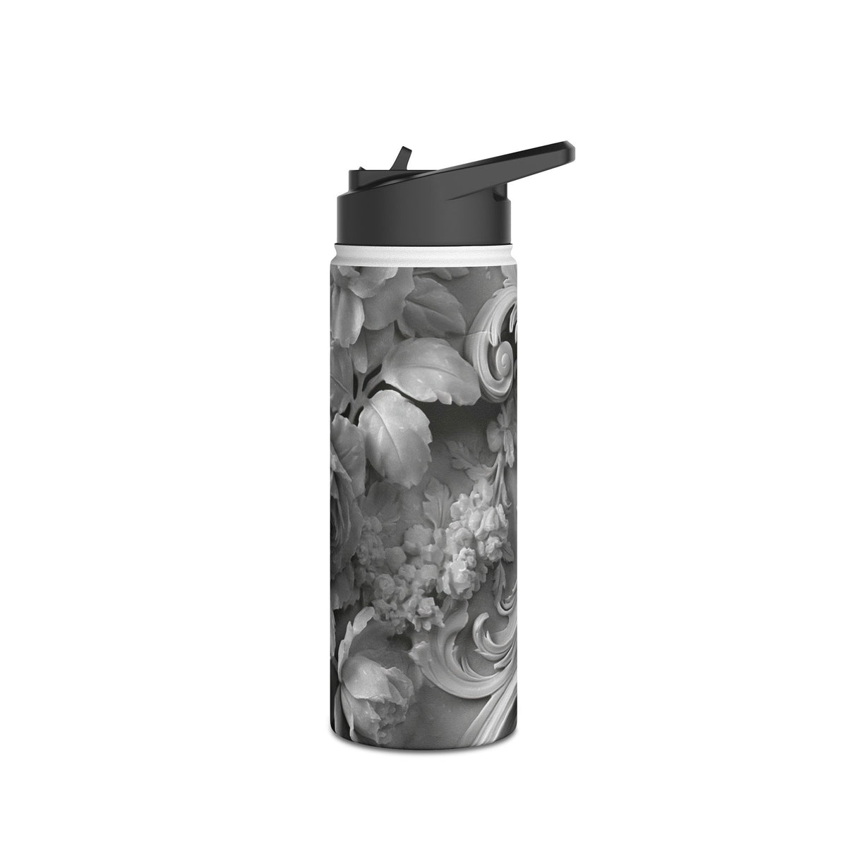 Rococo Marble Rose · Insulated Water Bottle · White