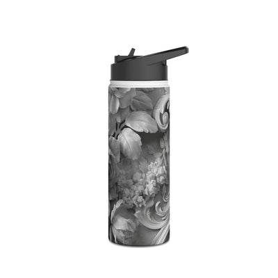 Rococo Marble Rose · Insulated Water Bottle · White