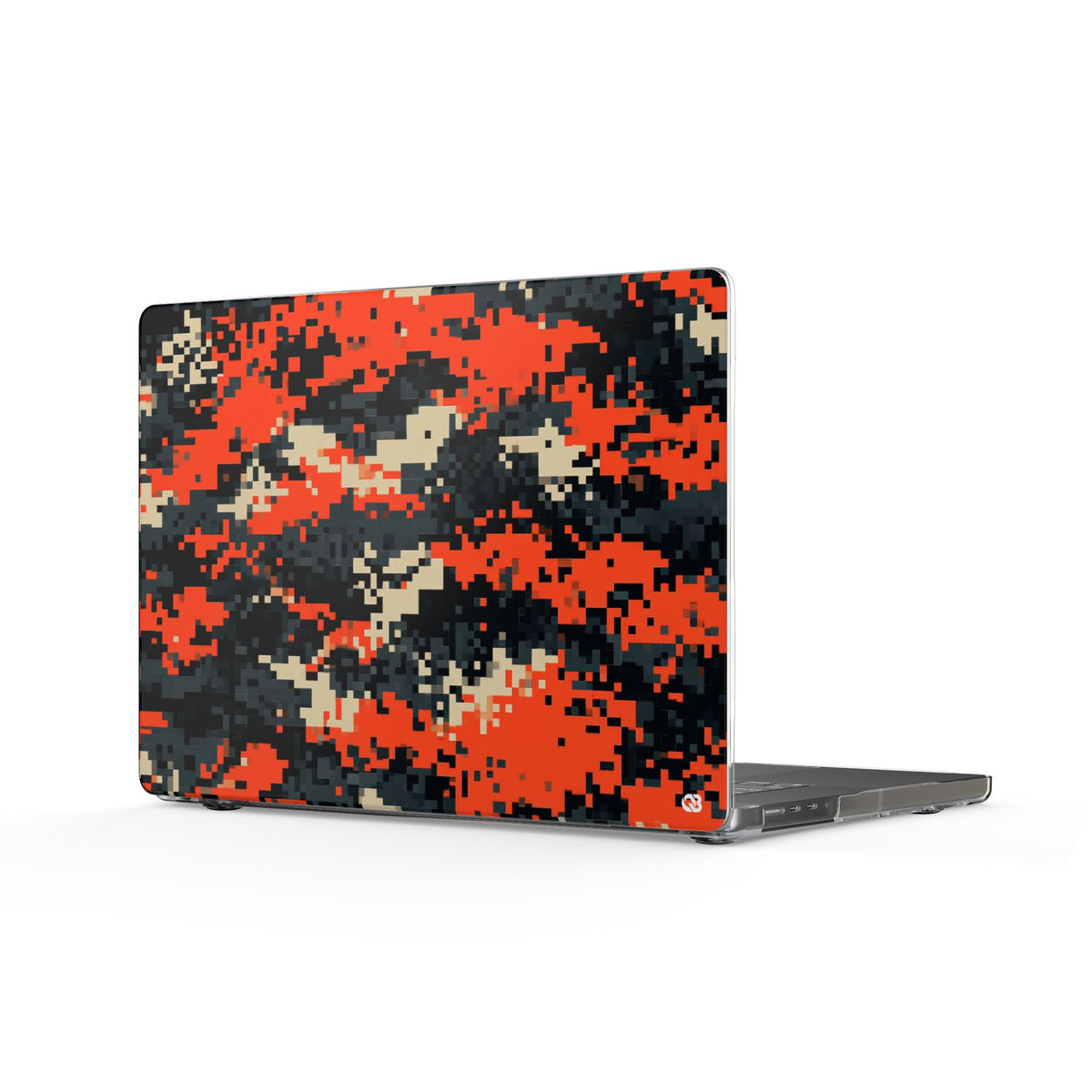 Signal Pixel Camo · Clear Hard Case for MacBook · Orange