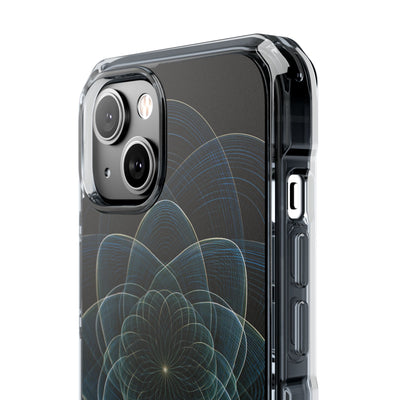 Blue Impact MagSafe Phone Case for iPhone - Celestial Wireframe Bloom