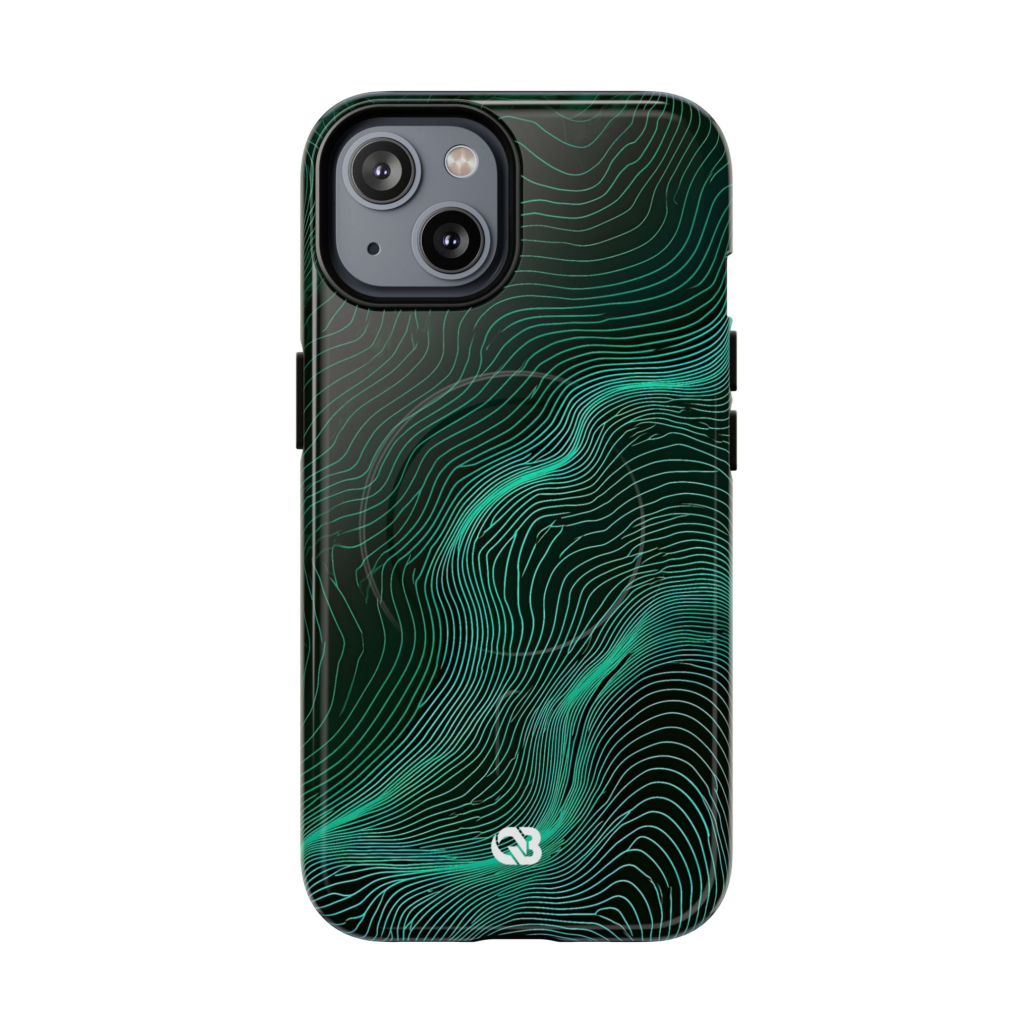 Teal Tough 2.0 Magsafe Phone Case for iPhone - Neon Jade Contour
