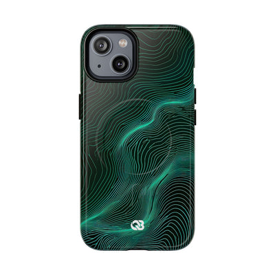 Teal Tough 2.0 Magsafe Phone Case for iPhone - Neon Jade Contour