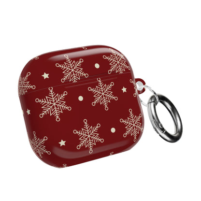 Cream Snowflakes Crimson - AirPods Case