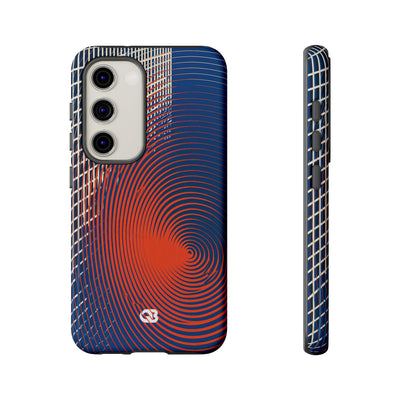 Blue Tough Phone Case for Samsung - Orange Orbit Grid