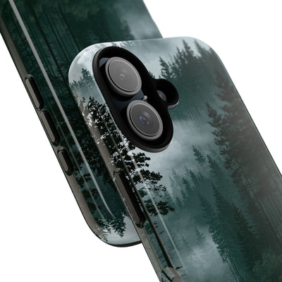 Green Tough Phone Case for iPhone - Misty Evergreen Mirror