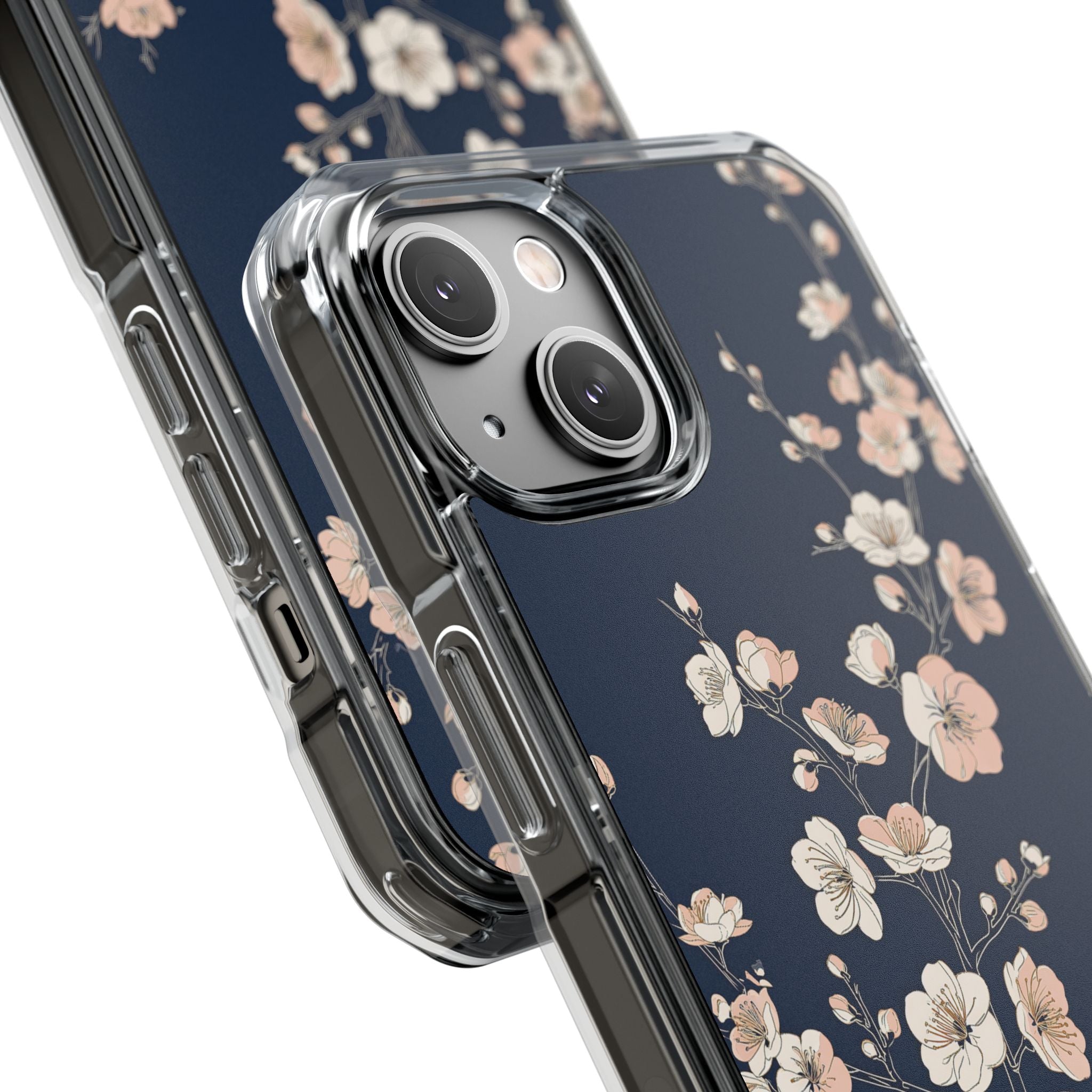 Blue Impact MagSafe Phone Case for iPhone - Midnight Peach Sakura